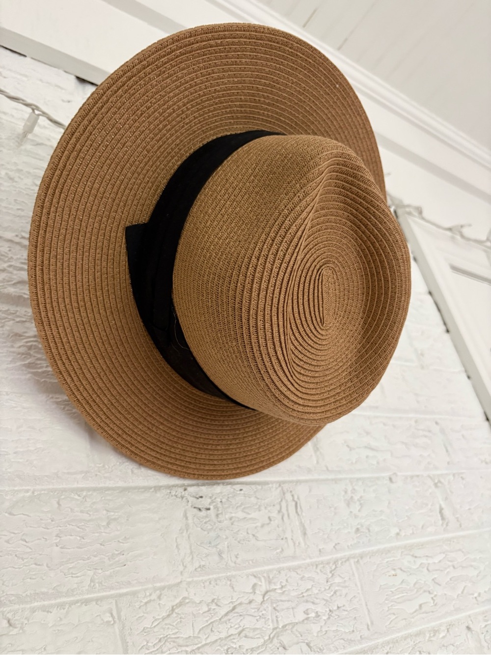Classic Brown Straw Sun Hat with Black Band